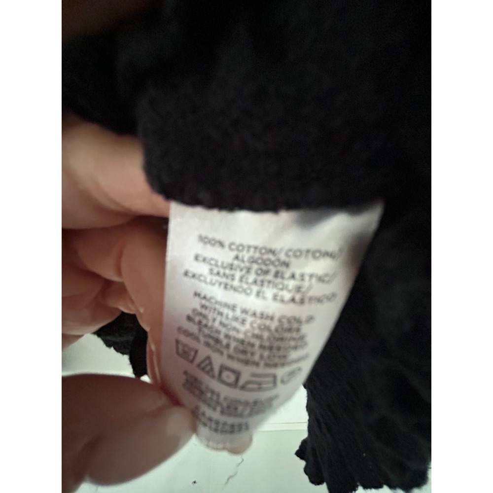 LOFT Womens Medium Black Textured Cotton Smocked Hem Long Sleeve Top - Picture 4 of 10